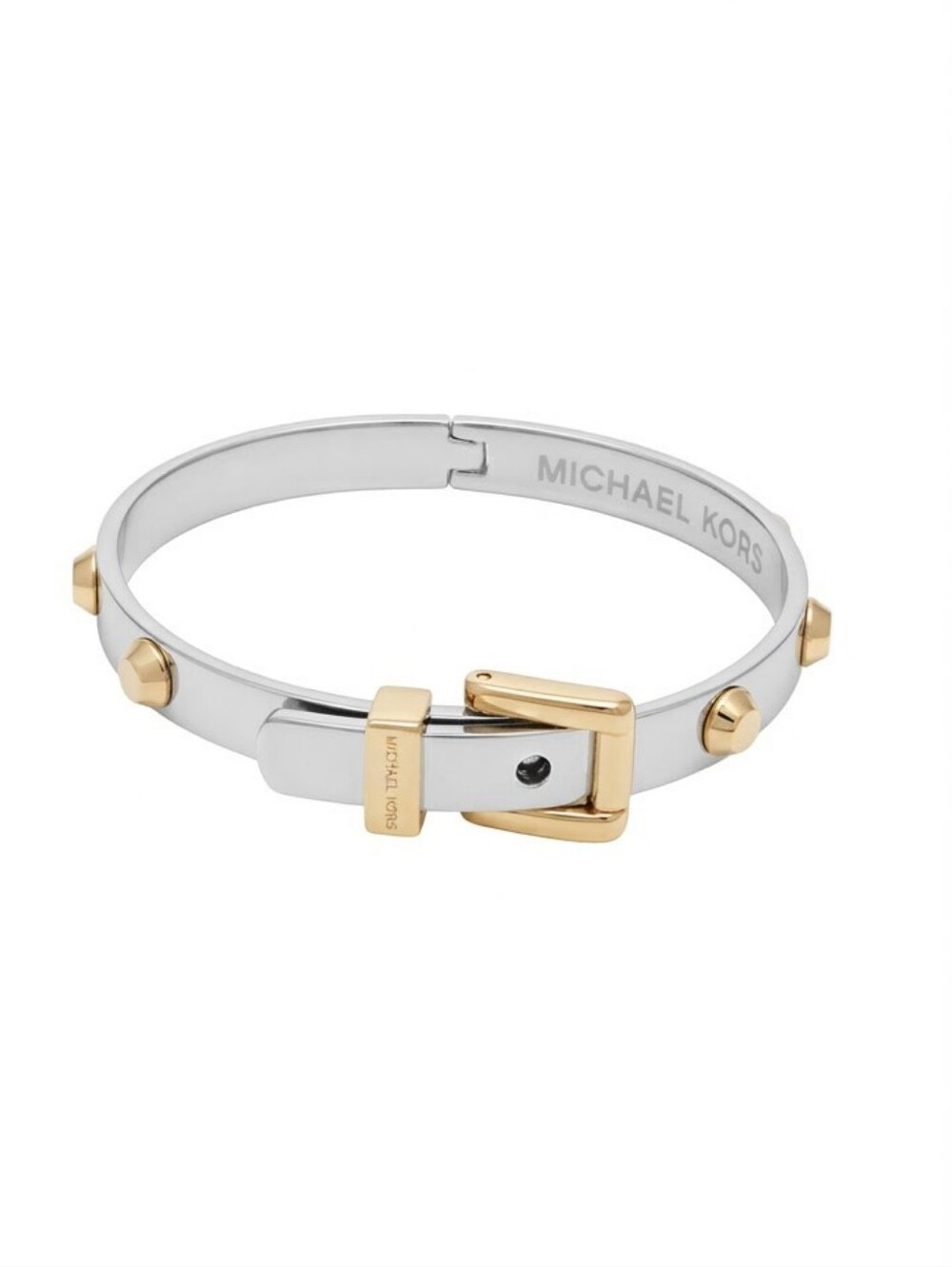 Michael Kors Two-Tone Silver and Gold Buckle Bangle Bracelet